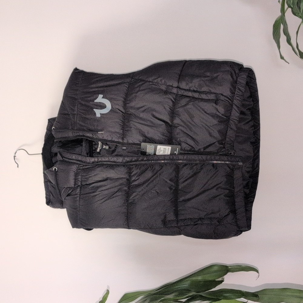 True Religion Black Hooded Puffer Vest Large